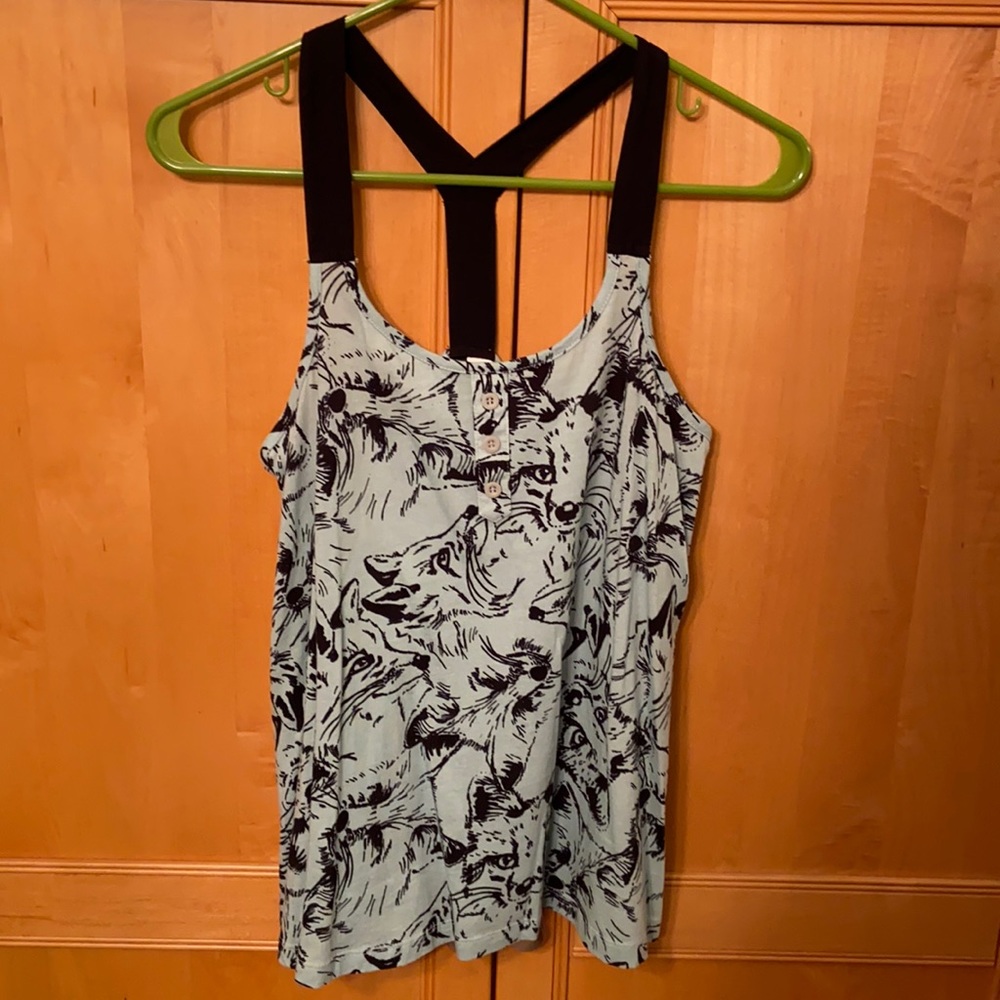 Mint fox print tank